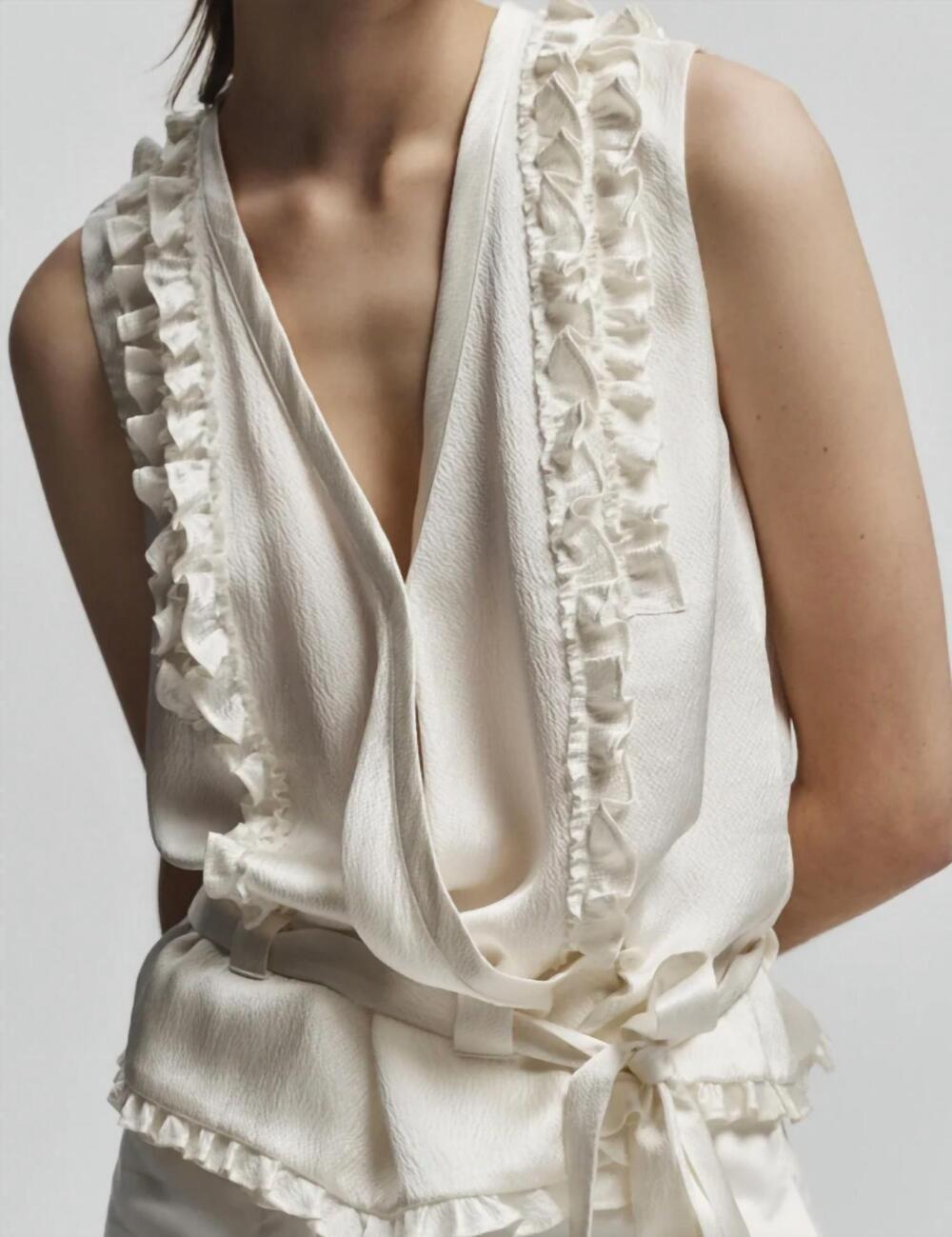 NEW SAINT ART ryan silk wrap top in ivory